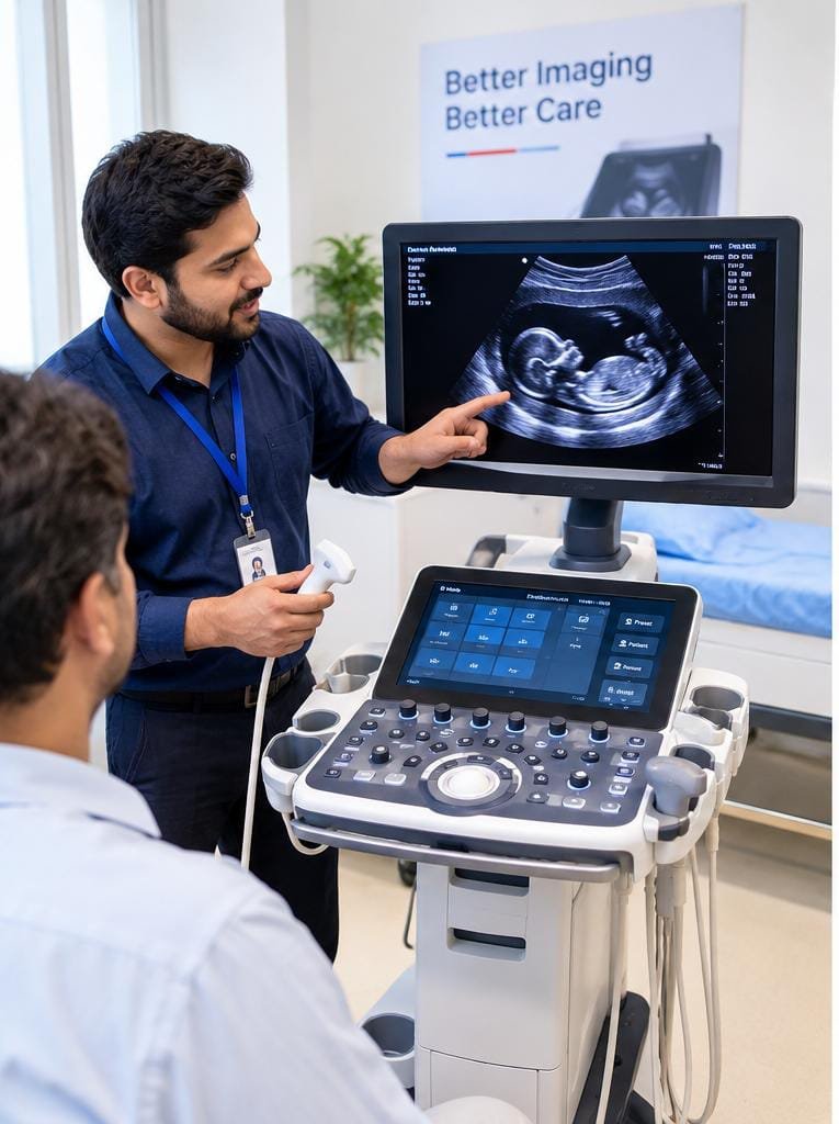 Ultrasound systems being compared